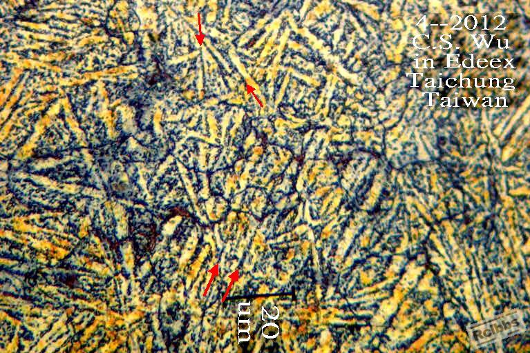 Carbide particles lining up.