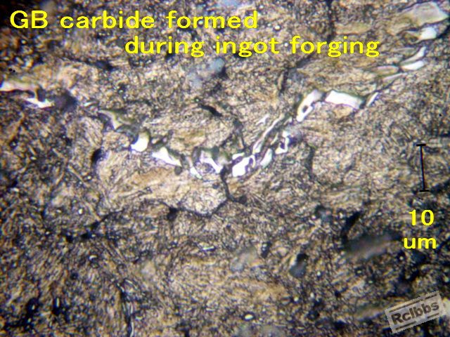 carbide left behind after ingot forging.