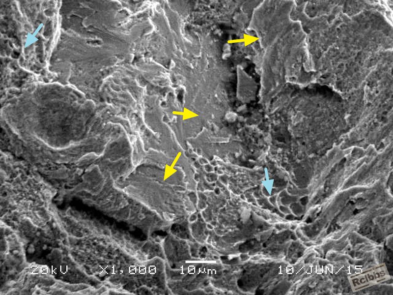 Mixed mode fracture surface