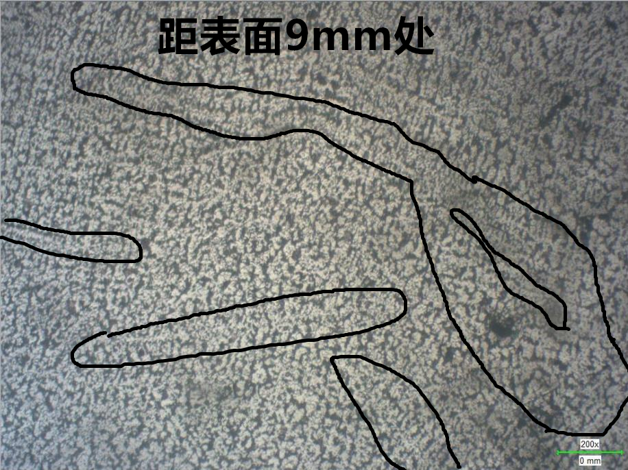 距表面9mm处，100倍