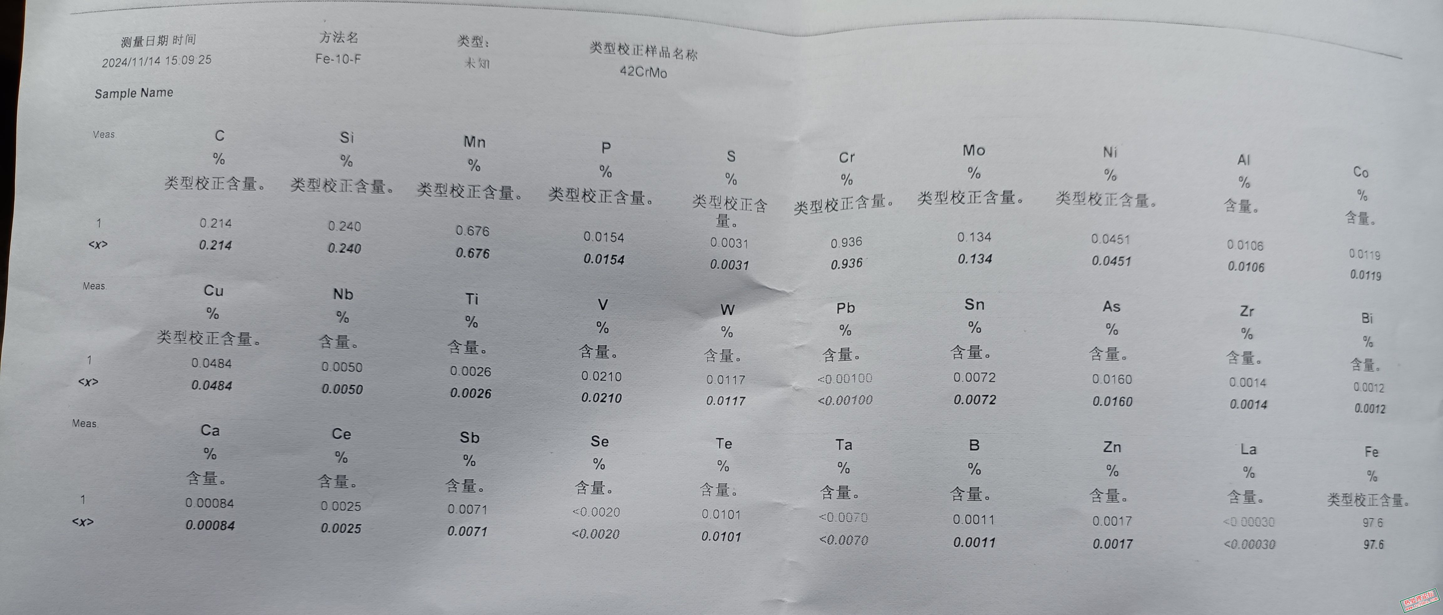脱碳部位表面化学成分检测