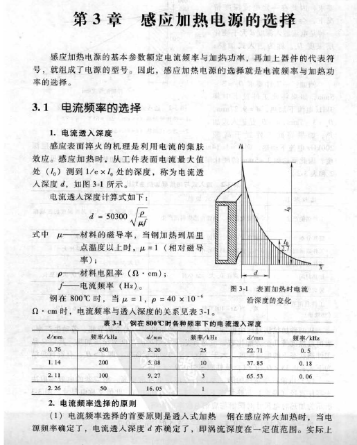 《现代感应热处理技术》关于电流频率的选择有关章节内容P49.bmp