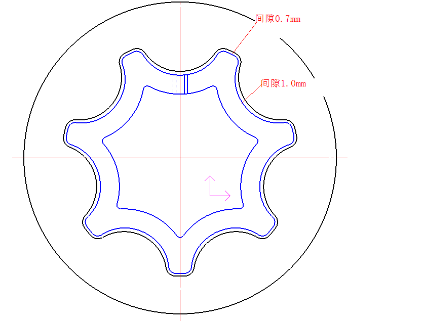 内花键孔连续淬火感应器示意图.bmp